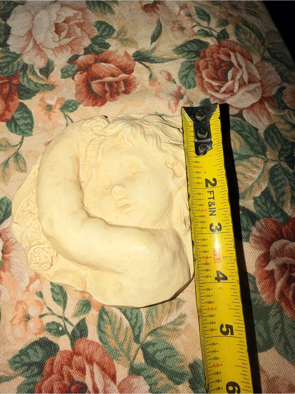 Vintage Hen Feathers‎ Cherub Wall Plaque Romantic Cottagecore Angel Relief